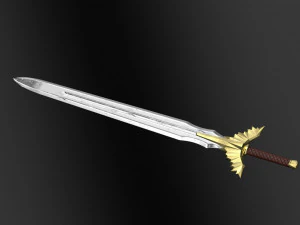gilded sword low-poly 3D Model