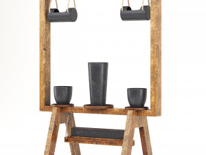 wooden stand of plants collection 3Dモデル