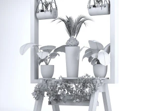 wooden stand of plants collection 3D Model