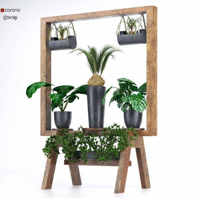 wooden stand of plants collection 3Dモデル .c4d .max .obj .3ds .fbx .stl .blend 