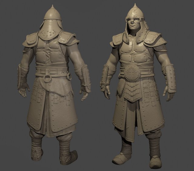 Mongol Warrior Highpoly sculpt Modelo 3D .c4d .max .obj .3ds .fbx .stl .blend 