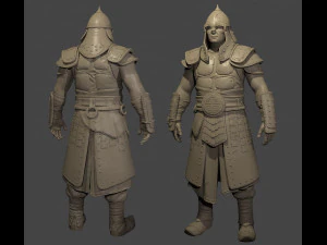 Scultura Highpoly del guerriero mongolo Modello 3D