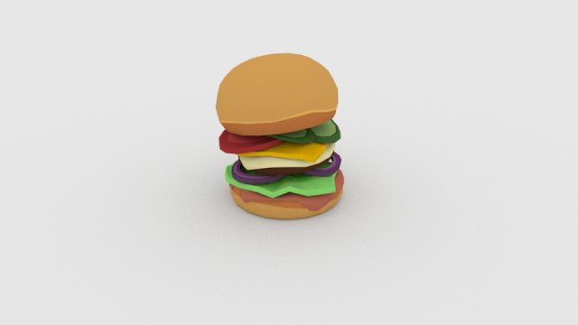 low-poly humburher 3D Model .c4d .max .obj .3ds .fbx .stl .blend 