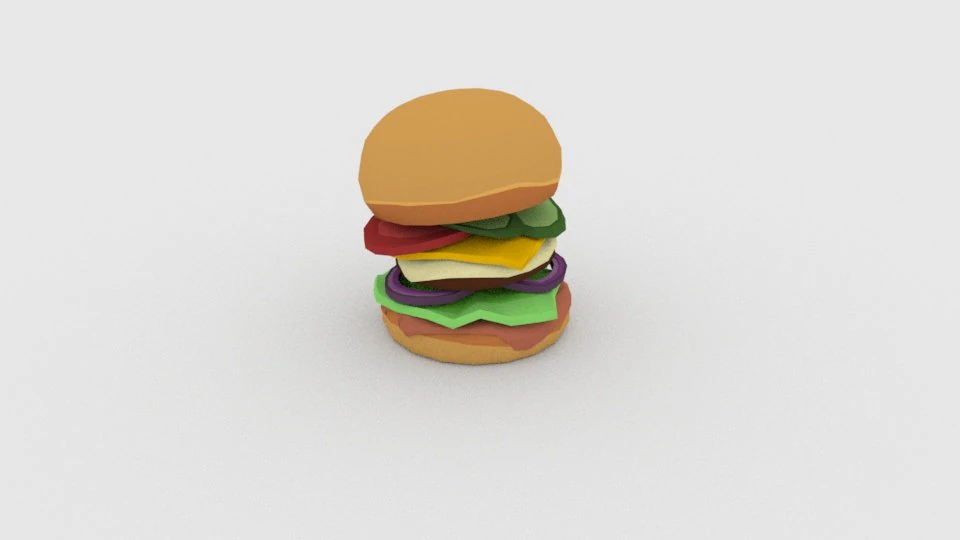 low-poly humburher 3D Model .c4d .max .obj .3ds .fbx .stl .blend