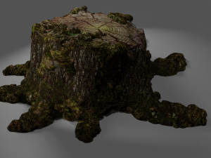 stump with moss Modello 3D