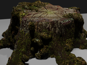 stump with moss Modello 3D