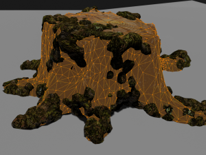 stump with moss Modello 3D