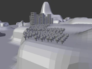 Stadt auf einer Insel 3D Modell
