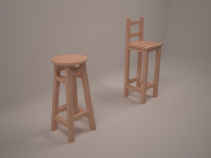 wood stools 3D Модель