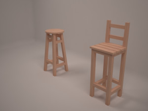 wood stools 3D 모델