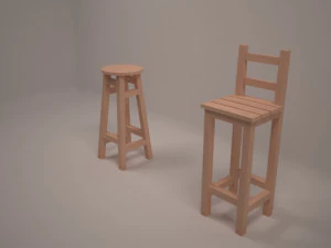 wood stools 3D Model