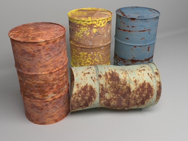 metal barrels 3D 模型 .c4d .max .obj .3ds .fbx .stl .blend