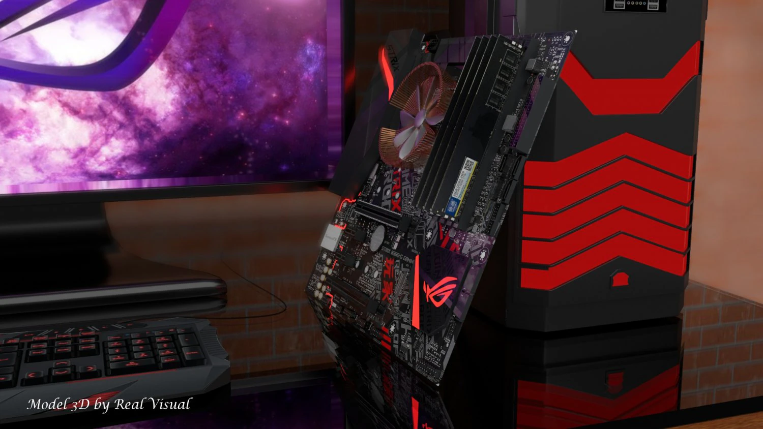 motherboard gaming 3D Model .c4d .max .obj .3ds .fbx .stl .blend