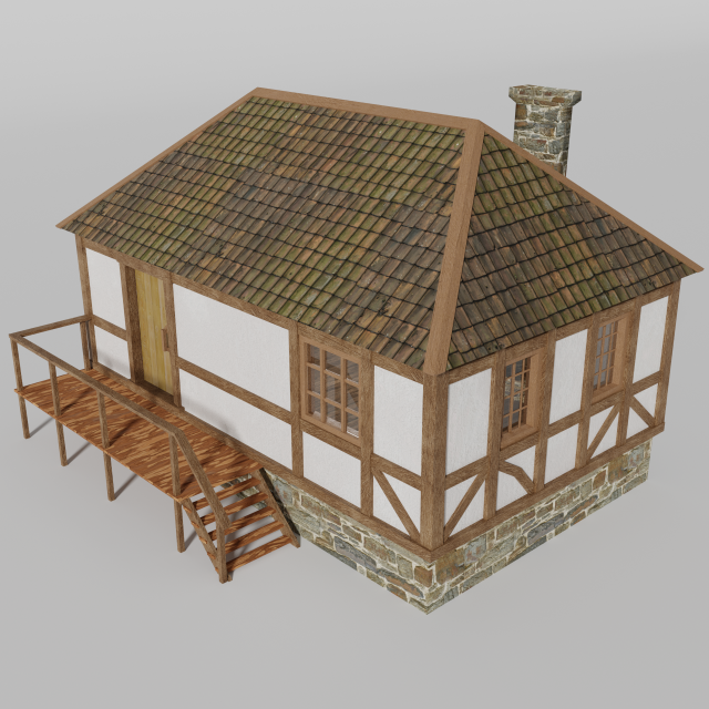 medieval house Model 3D .c4d .max .obj .3ds .fbx .stl .blend 