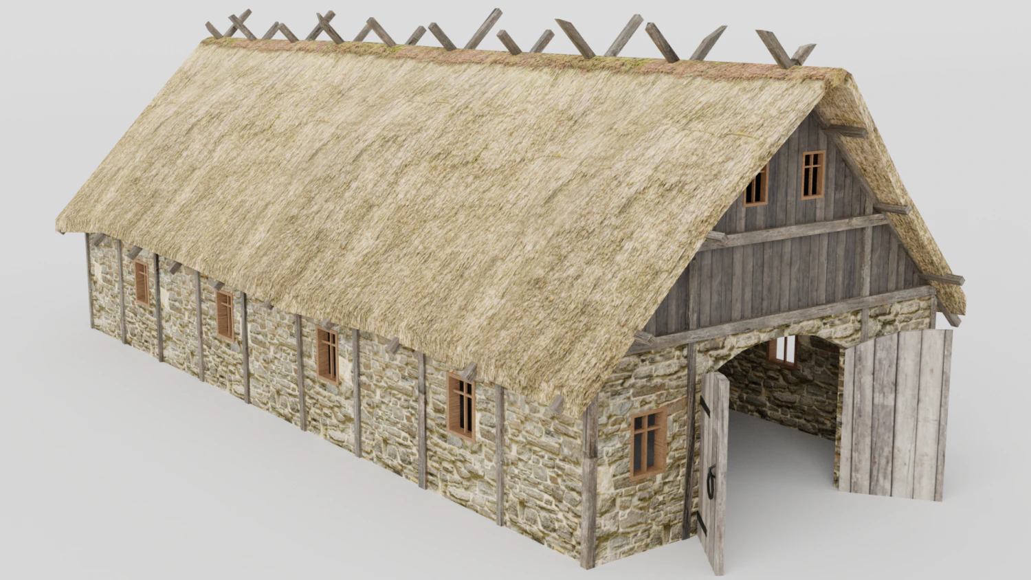 medieval barn 3D Model .c4d .max .obj .3ds .fbx .stl .blend