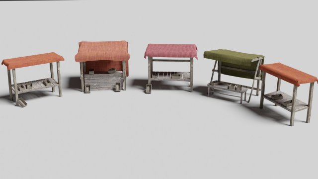 medieval marketplace 3D-Modell .c4d .max .obj .3ds .fbx .stl .blend 