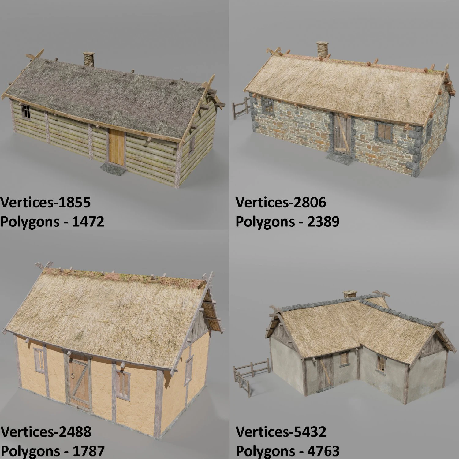 medieval village set 3D Model .c4d .max .obj .3ds .fbx .stl .blend 