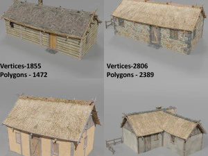 средневековый деревенский набор 3D Модель