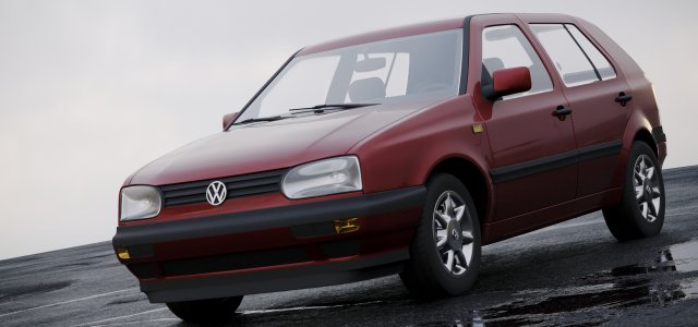 volkswagen golf 1993 3Dモデル .c4d .max .obj .3ds .fbx .stl .blend 