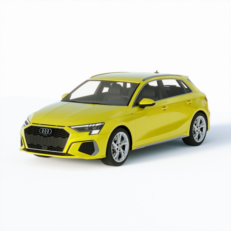 Audi A3 S-line 2021 3D Model .c4d .max .obj .3ds .fbx .stl .blend 