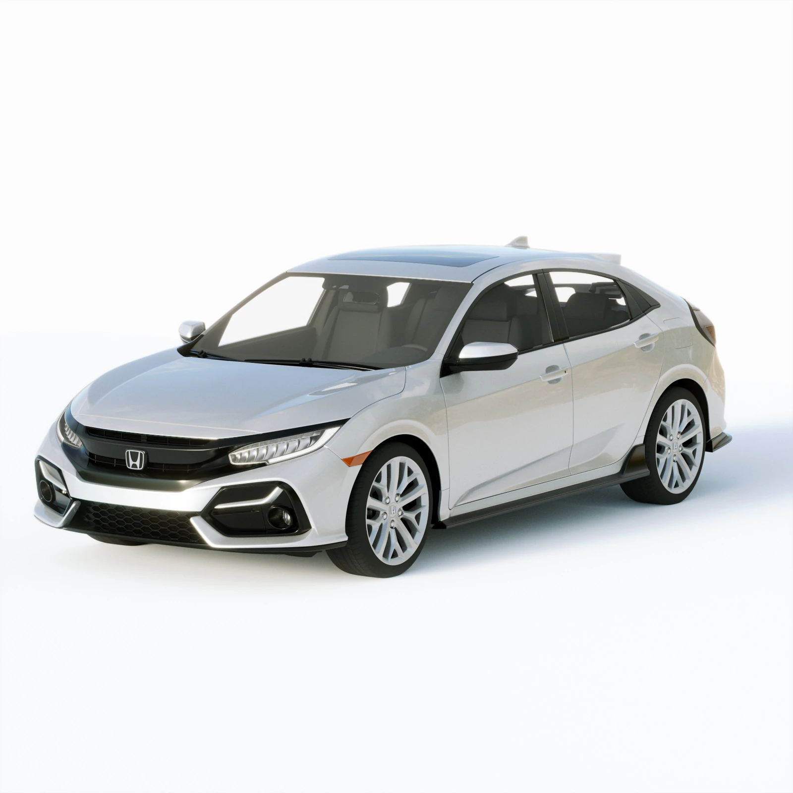 Honda Civic Hatchback 2020 3D Model .c4d .max .obj .3ds .fbx .stl .blend