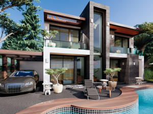 contemporary villa crysantium 3D-Modell
