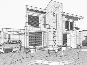 contemporary villa crysantium 3D-Modell