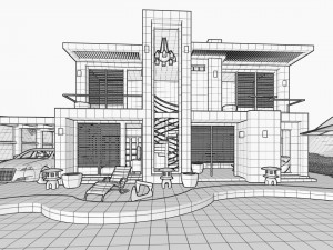 contemporary villa crysantium 3D-Modell