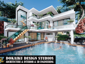 contemporary villa bougenvillea Model 3D