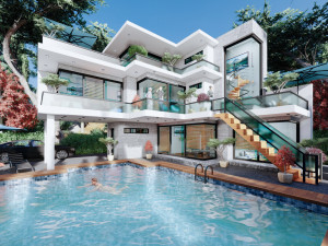 contemporary villa bougenvillea 3D-Modell