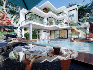 contemporary villa bougenvillea 3D-Modell