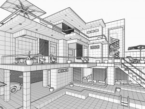 contemporary villa bougenvillea 3D-Modell