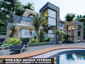 modern tropical house 3D-Modell