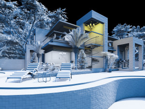 modern tropical house 3D Model