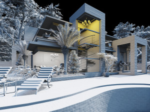 modern tropical house 3D Model
