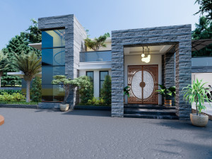 modern tropical house 3D Model