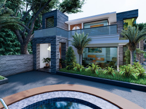 modern tropical house 3D Model