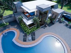 modern tropical house 3D Model