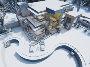 modern tropical house 3D Model