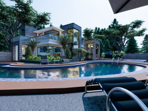 modern tropical house 3D Model