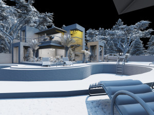 modern tropical house 3D Model