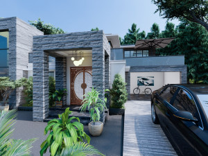 modern tropical house 3D Model