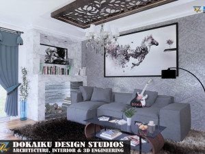 modern living room type 1 Model 3D