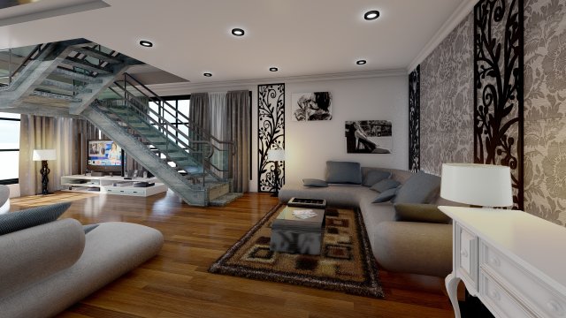 modern living room type 2 3D-Modell .c4d .max .obj .3ds .fbx .stl .blend 