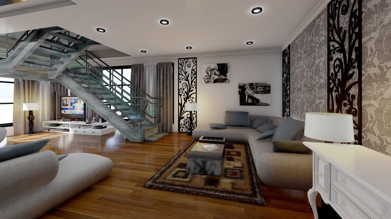 modern living room type 2 3D Model .c4d .max .obj .3ds .fbx .stl .blend
