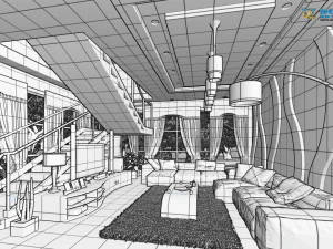 modern living room type 3 3D Model