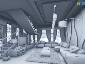 modern living room type 3 3D Model