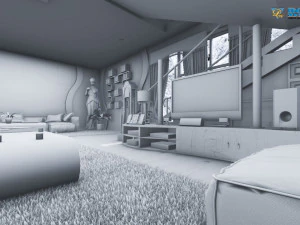 modern living room type 3 3D Model