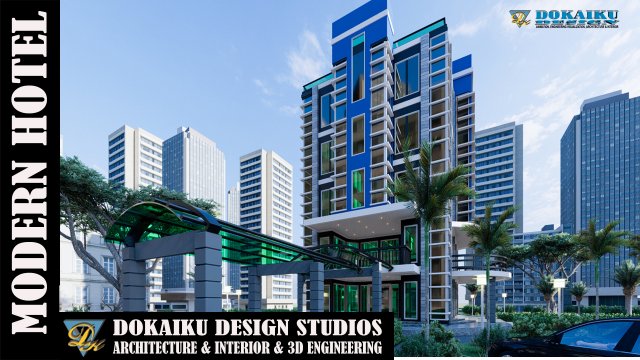 modern hotel type 1 Model 3D .c4d .max .obj .3ds .fbx .stl .blend 