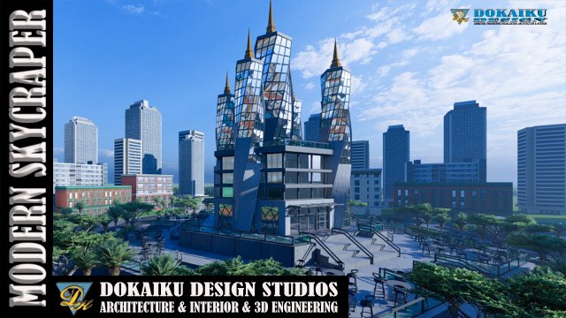 modern skycraper 1 Modelo 3D .c4d .max .obj .3ds .fbx .stl .blend 